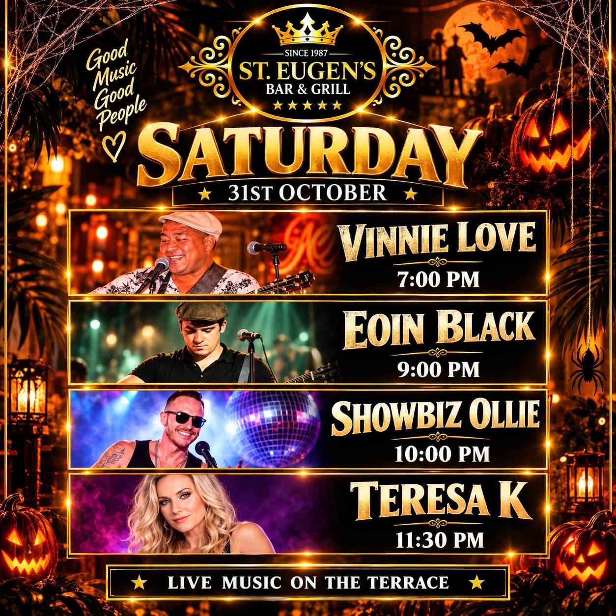 Vinnie Love at St Eugen's, San Eugenio — Tenerife event poster