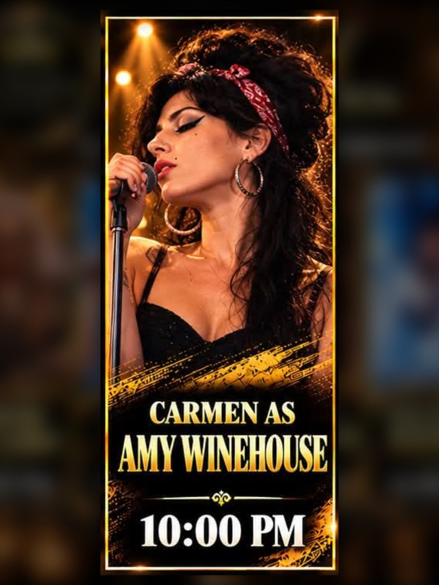Carmen as Amy Winehouse at St Eugen's, San Eugenio — Tenerife event poster
