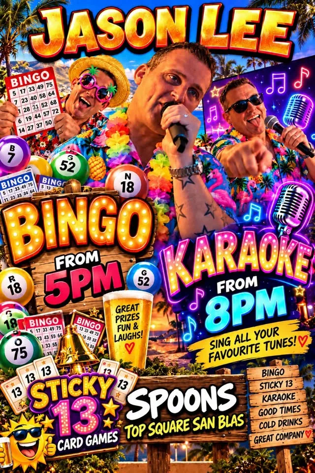 Karaoke with Jason Lee at The Spoons, Golf del Sur — Tenerife event poster