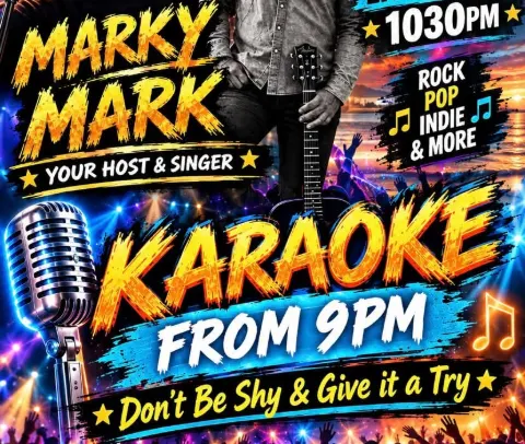 Karaoke with Marky Mark at The Garrison Public House, Playa de las Américas — Tenerife event poster