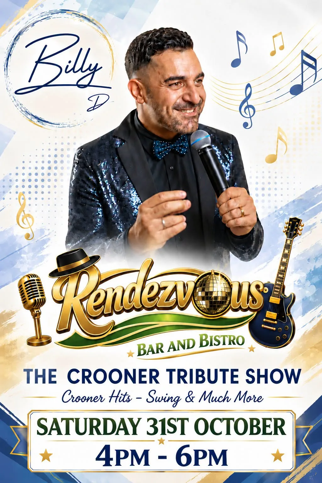 Billy D – The Crooner Tribute Show at Rendezvous Bar & Bistro, Golf del Sur — Tenerife event poster