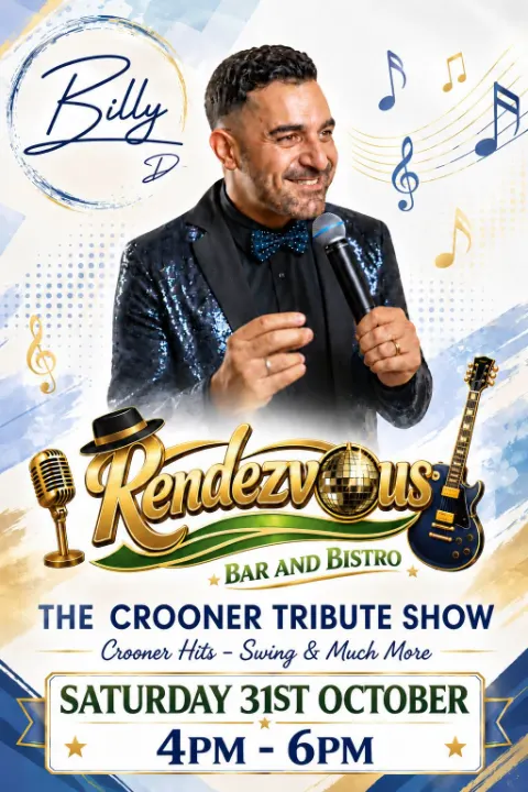 Billy D – The Crooner Tribute Show at Rendezvous Bar & Bistro, Golf del Sur — Tenerife event poster