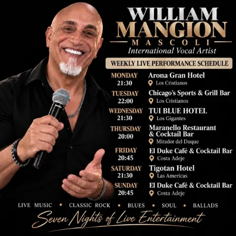 William Mangion Mascoli at El Duke Café & Cocktail Bar, Fañabé — Tenerife event poster