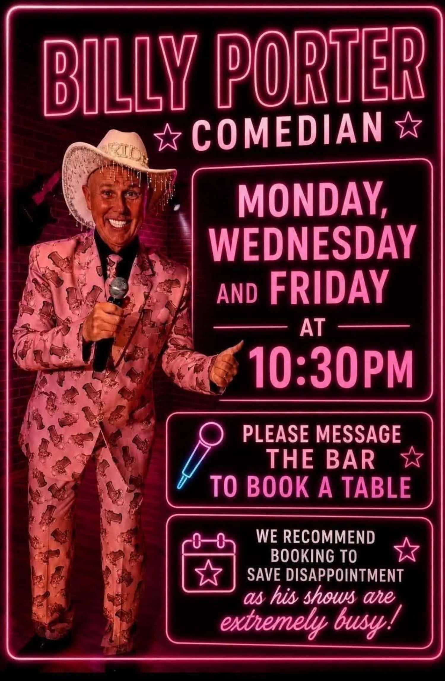Billy Porter at Princess Di's Bar, Santa Cruz de Tenerife — Tenerife event poster